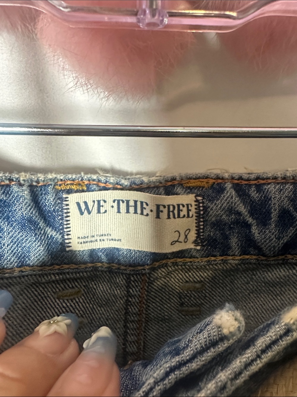 We The Free Wide-Leg Faded distressed Blue barrel Denim Jeans with Rope Belt - Picture 6 of 7
